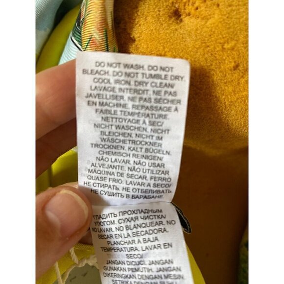 tory burch souvenir silk square scarf acid lemon 36"x36" yellow blue beach ocean - Picture 6 of 13